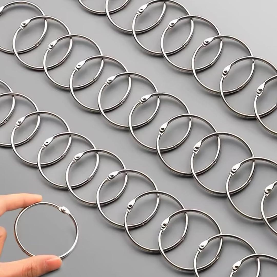 Loose Leaf Metal Binder Rings, 2 Inch, 30 Pack, 50 mm Silver Book Rings, Nickel Plated Key Rings, for Index Cards, Notebook, Home and School, Office Supplies, Plastic Box packag (2 in-30 pcs, Silvery)