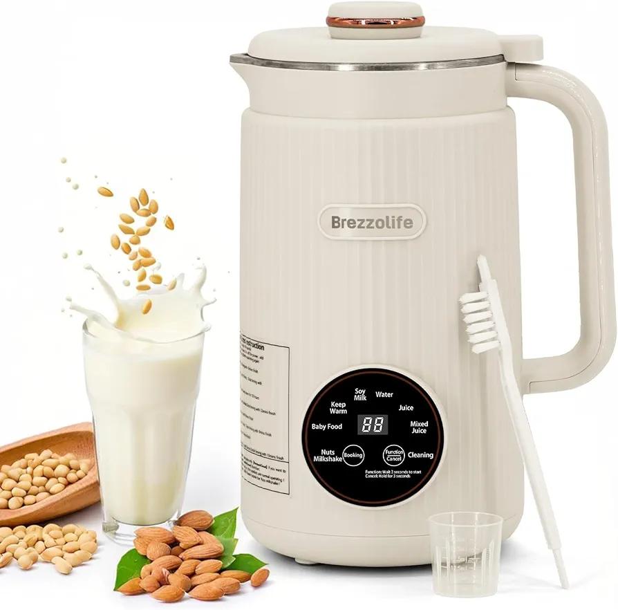 Nut Milk Maker,40oz Large Capacity Stainless Steel Automatic Soy Milk Machine for Homemade,Oat,Plant-Based Milk and Non-Dairy Beverages Almond Cow Milk Machine with Delay Start,Self Cleaning (White)