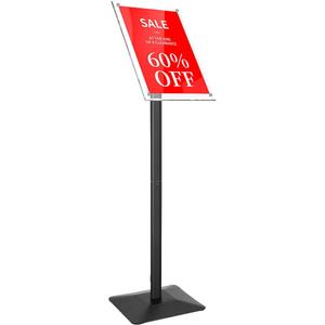 DISPLAYSWORKER Adjustable Heavy Duty Pedestal Sign holder floor Stand, acrylic sign stand poster stand , Standing Floor for 8.5 x 11 inch,Black (black, acrylic frame 8.5-x-11-inch)