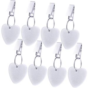 Tablecloth Weights Hangers Heart Shape Stone Table Cloth Weights with Stainless Steel Clips Heart Stone Tablecloth Clips for Family Dinner Outdoor Picnic, 8 Packs(White)