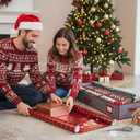 2 x HOLDN' STORAGE Premium Wrapping Paper Storage Container - Durable 600D Tear-Proof, Fits 27 Rolls Gift Wrap, Extra Pockets for Ribbons & Bows, Underbed Storage - Ideal for Holiday Christmas, Grey/Red Trim