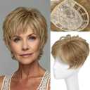 Blonde Hair Topper Wiglets Hairpieces for Thinning Short Hair Toupee for Women Synthetic Hair Topper Instant Volume Fullness