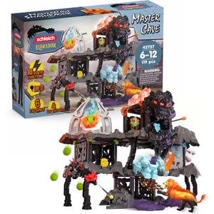 Schleich Eldrador - 119PC Smashrador Master Cave Fortress BattleCave Playset - Light Up LED Toy with 18 Battle Functions - with 4 BattleCaves and 6 Eldrador Creatures for Boys, Girls - Kids Ages 7+