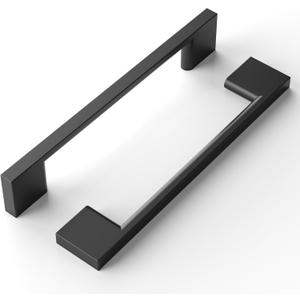 9BUILD 10 Pack Matte Black Cabinet Pulls 5 Inch Cabinet Handles Kitchen Cabinet Hardware Kitchen Handles for Cabinets Black Dresser Pulls Drawer Handle (5"/128mm Hole Center)