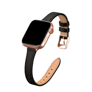 STIROLL Slim Leather Bands Compatible with Apple Watch Band 38mm 40mm 41mm 42mm 44mm 45mm 46mm 49mm, Top Grain Leather Watch Thin Wristband for iWatch Ultra SE Series 10/9/8/7/6/5/4/3/2/1