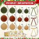 Syhood 100 Pcs Velvet Christmas Tree Decorations Set, 36 Velvet Flocked Ornament Ball, 24 Snowflakes, 18 Bows, 1 Star Tree Topper, 4 Poinsettia, 8 Glitter Berries Stems 1 Ribbon for Xmas Decor