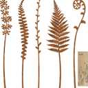 Metal Flowers for Outside,Garden Stakes Decorative,Flower Bed Decor Plant Stakes,Garden Statues Outdoor Clearance,Metal Yard Art Outdoor,Plant Decorations for Pots (5 X Fern)