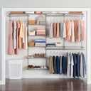 Rubbermaid Configurations Deluxe Custom Closet Kit 4-8 Ft. Adjustable Metal Wire Shelving Titanium Finish Expandable Organization System Hardware Included for Home Closet/Pantry/Laundry/Mudroom