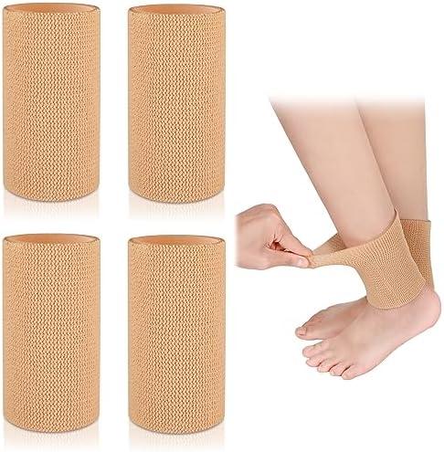 Suhine 4 Pcs Ankle Sleeve Ankle Gel Sleeves Ice Skate Guards Padded Protector Moisturizing Gel Socks Pad Ice Skating Protection for Riding Ski Foot