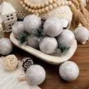 Suilung 12 Pcs Neutral Textured Christmas Ball Ornaments 2.36'' Vintage Christmas Tree Decor Modern Rustic Brown Ornaments with Loop Shatterproof Hanging Ball for Xmas Farmhouse Decor (Beige) (Retro White)