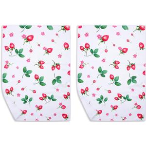 Qchengsan Kitchen Towels,2 Pack Dish Towels,Cute Strawberry Decor Tea Towels,18x26 Inch Spring Kitchen Hand Towel,Absorbent Reusable for Cleaning Home Decorative Housewarming