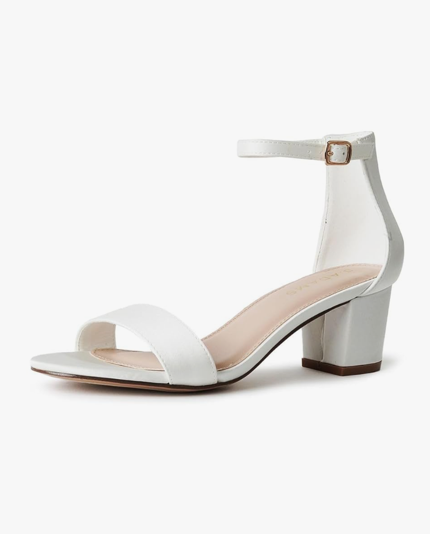 . Adams Daisy Heeled Sandals - Ankle Strap Low Block, Open Toe Dress Pumps, Chunky Heels - Dressy Shoes for Women - Bridal, Wedding, Summer Sandals, Size -11