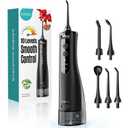 COSLUS Portable Water Flosser for Teeth: 10 Pressure Settings Professional Water Dental Pick for Orthodontic, Braces & Sensitive Gums - Cordless for Travel Use, for Adults Teens, BPA-Free, E40 (Black)
