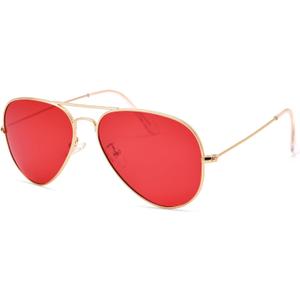 Pro Acme Aviator Sunglasses for Men Women Classic Polarized UV400 Protection ((20)gold Frame/Red Lens)