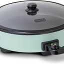 Dash Family Size Skillet - Electric Skillet for Multi-Purpose Cooking - Nonstick Cooking Surface - Tempered Glass Lid & Cool-Touch Handles - 6-Quart Capacity, Makes 24 Cups - 14", Aqua