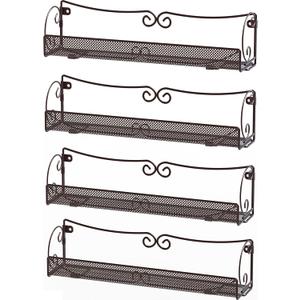 Deco Brothers Wall Mount Single Tier Mesh Spice Rack, 4 Pack, Bronze