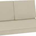 Favoyard Outdoor Loveseat Cushion Set 46 x 26 Inch Waterproof & 3-Year Fade Resistant Patio Furniture Cushions with Removable Cover, Ties and Hidden Zipper for Sofa Bench Couch Pads Set of 3, Beige