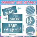 24 Design Blue Baby Shower Photo Booth Props Set Baby Shower Photo Booth Kit Decorations, Waterproof Multi Color Double Sided Printed DIY Selfie Photoshoot Party Supplies