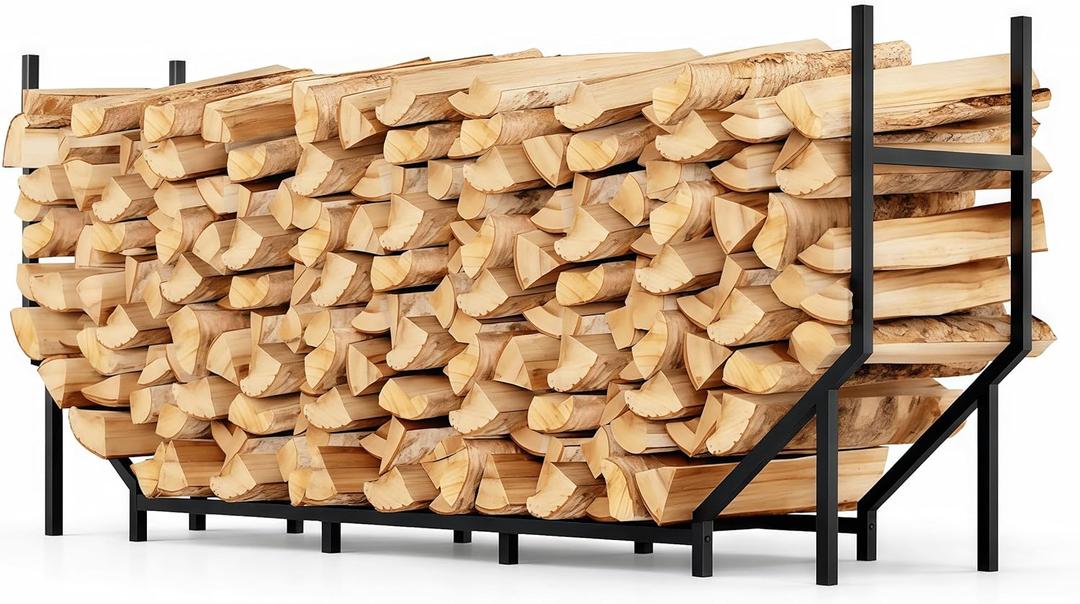 6 ft Firewood Rack Outdoor, Heavy Duty Metal Fire Wood Rack for 880LBS Capacity, 1/4 Cord Log Holder with 12 Support Legs for Patio, Porch and Indoor Fireplace