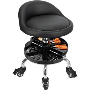 JOSTZHXIN Garage Mechanic Stool Chair Rolling Shop Chair, Height Adjustable Garage Shop Seat, Low Stools with Storage Tray, Rolling Stool for Salon SPA Tattoo (Style 2)