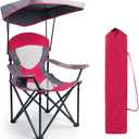 Camping Chairs with Shade, Heavy Duty Canopy Lounge Chair Sunshade Hiking Travel Chair with Cup Holder for Outdoor, Camping, Beach and Patio, Red (Single Pack)