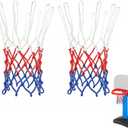 Basketball Net Compatible with Little Tikes 12 Loops Professional Basketball Net Replacement, Heavy Duty Outdoor Basketball Hoop Net, Red-White-Blue