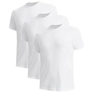 BAMBOO COOL Men’s Undershirts Slim Fit Creweck, Breathable Moisture-Wicking T-Shirts, Soft Stretch White Tees for Men, 3 Pack M