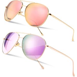 SUNGAIT Women's Lightweight Oversized Aviator Sunglasses - Mirrored Polarized Lens Classic Style