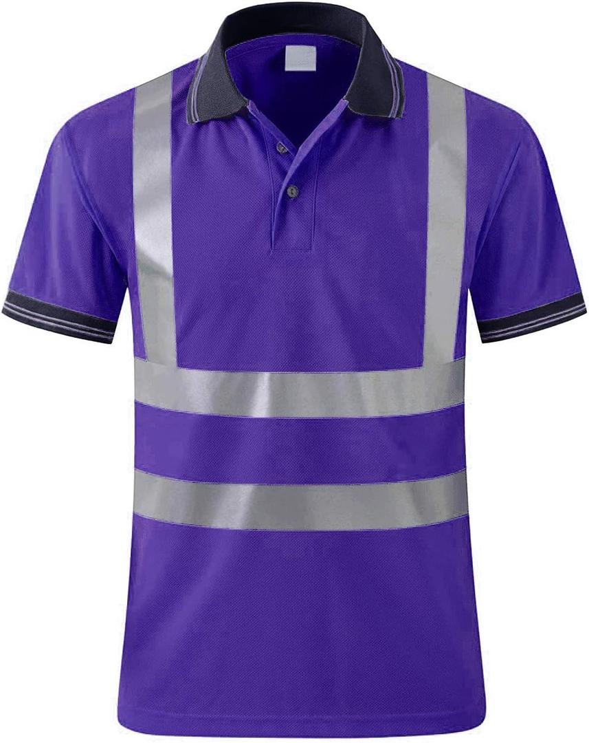 SMASYS Safety Polo Shirt High Visibility - Reflective Shirt Short Sleeve ANSI Standards Construction Work Wear for Men and Women (Purple, S)