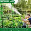 PKBD Tall Garden Arch Trellis for Climbing Plants Outdoor, 7.5 ft Tall Polyethylene-Coated Stainless Steel Garden Arch for Climbing Vine Vegetable/Fruit/Flower, Cucumber Trellis for Raised Bed, Black, 90x67x47