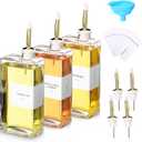 3 Sets Olive Oil Dispenser Bottles for Kitchen with Nozzles Funnel Labels Cooking Oil Dispenser 500ml Set for Kitchen Vinegar Coffee Syrup (Gold)