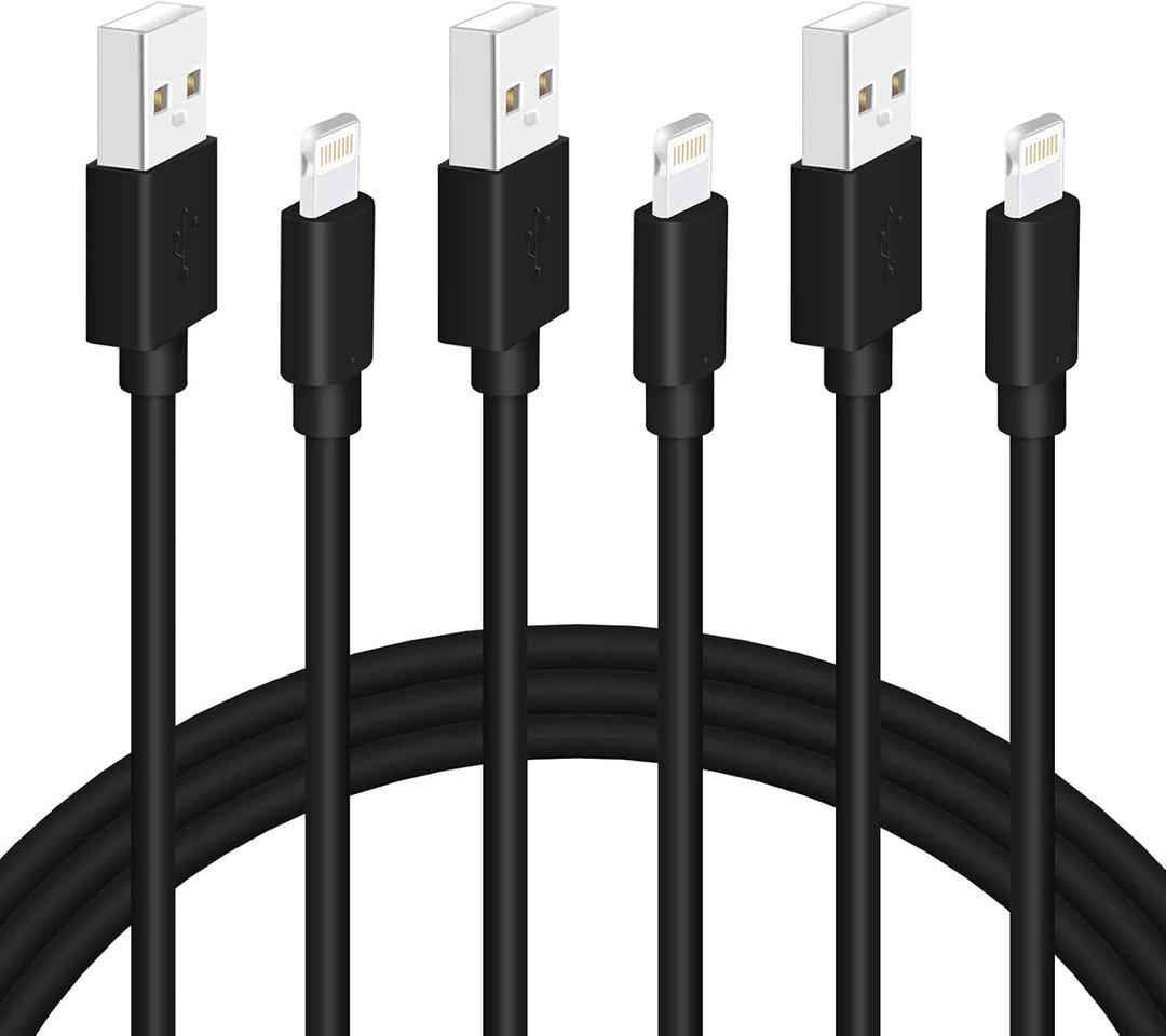 Black iPhone Charger Cord, 3-Pack 3FT MFi Certified Fast Charging Cable Data Sync Lightning to USB-A Cable Compatible with iPhone 13/ 12 / Mini/ Pro/ Max/ 11/ XS/ XR/ SE/ 8/ 7/ 6/ Plus/ iPad/ AirPods