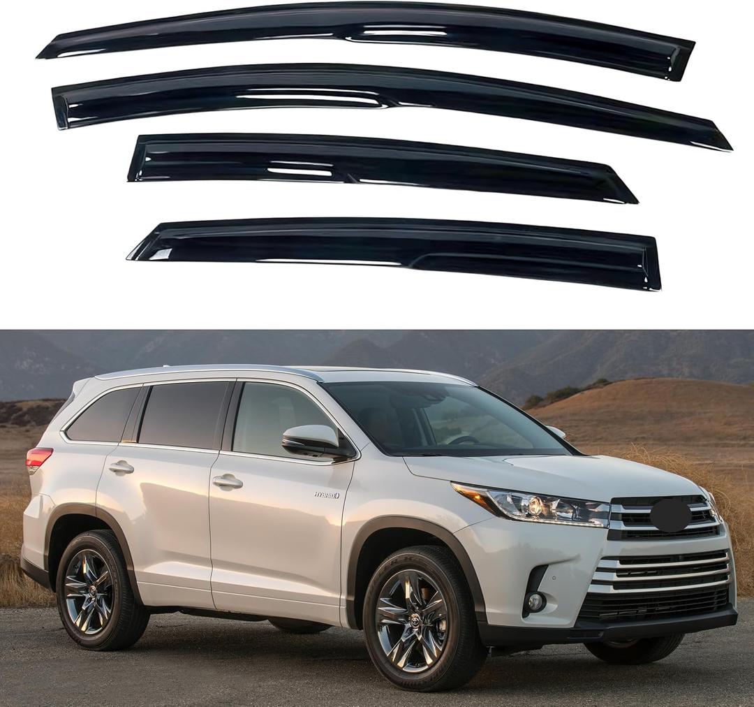 IG Window Visors Fit for 2014-2019 Toyota Highlander, Out-Channel Rain Guards Vent Wind Deflectors 4PC, Car Accessories for 14-19 Highlander