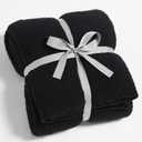 CYMULA Knit Throw Blanket for Couch Black-Super Soft Lightweight Plush Fuzzy Fluffy Cozy Blankets and Throws for Sofa Bed, 50x60 inches