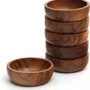 Acacia Wood Bowls: Handcrafted, Rustic, 6 Bowls of 3.75-inch, 0.25 liters Capacity Each