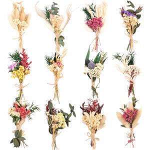 Fumwase 12Pcs Mini Dried Flower Bouquet Wildflowers Flowers for Vase Natural Real Flowers for Crafts Small Boho Bulk Dried Flowers for DIY Photo Props Gift Wedding Decor