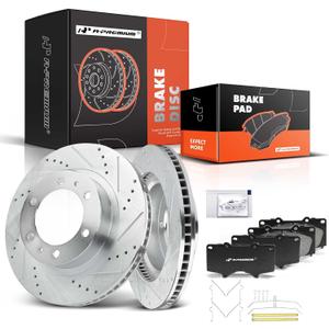 A-Premium 12.56 inch(319 mm) Front Drilled and Slotted Disc Brake Rotors + Ceramic Pads Kit Compatible with Select Toyota Models - 4Runner 2003-2009, FJ Cruiser 2007-2014, Tacoma 2005-2021, 6-PC Set