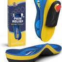 WalkHero Heavy Duty Arch Support Insoles, 220+lbs Plantar Fasciitis Orthotics Inserts for Pain Relief, Flat Feet Orthotic Inserts with Cushioning (Mens 12-12.5 | Womens 14-14.5, Glacial Blue)