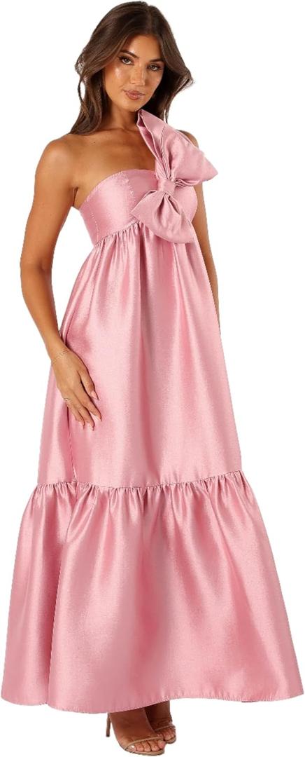 Petal & Pup Women's Betina Bow Front Maxi Dress, Dusty Rose, S