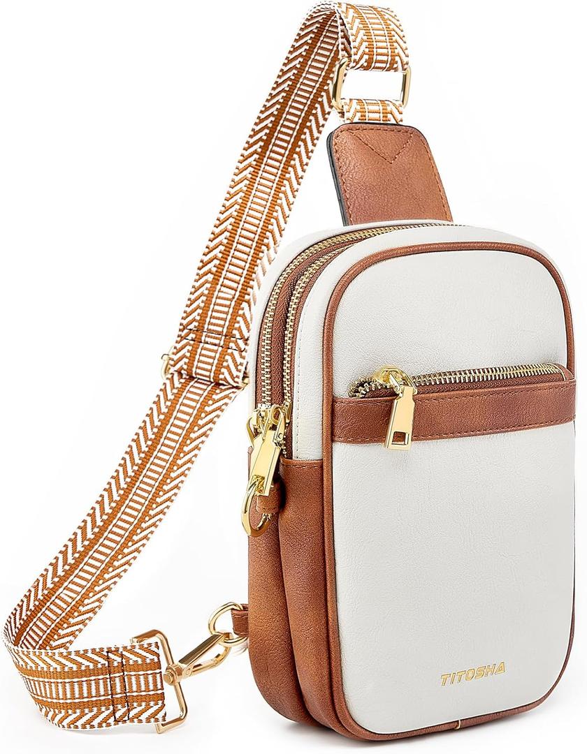 Eslcorri Small Crossbody Sling Bag for Women Trendy - Fanny Packs Leather Chest Belt Bum Bag Anti Theft Purse for Travel