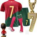 Soccer Jersey Kids,Soccer Jerseys for Boys,Kids Youth Jersey Shirt Socks Soccer Shirt G_ift Kit Set (7-8 Years, Red)