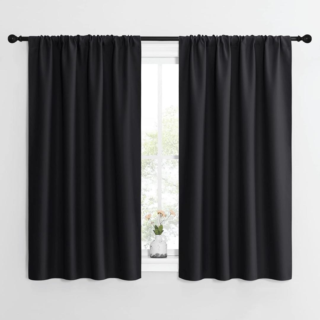 NICETOWN Black Out Curtain Panels for Kitchen - Energy Smart Decoration Thermal Insulating Blackout Drapes/Draperies for Small Window (2 Panels, 42 inches Wide by 54 inches Long)