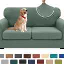 XINEAGE New 3 Pieces Couch Covers for 2 Cushion Sofa Super Stretch Loveseat Slipcover Pet Dog Universal Slip Cover Anti Slip Love Seat Furniture Protector (Pea Green, 55"-69")