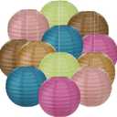 ROCEEI 12 Pcs Boho Paper Lanterns for Back to School Hanging Classroom Decor, Oh Happy Day 8'' Colorful Lanterns Party Decorations for Celebrating Welcome Back to School Birthday Wedding