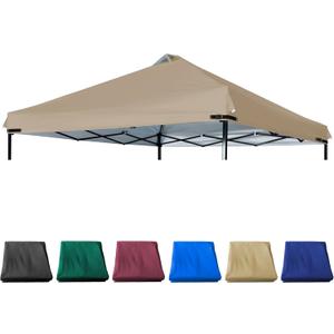 Canopy Replacement Top Silver Coated with Air Vent Upgraded Adjustable Straps for Most 12x12 Straight Leg Frame, (Khaki)