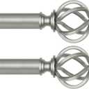 2 Pack Curtain Rods for Windows 48 to 84 Inch, USFOOK 7/8 Inch Telescoping Splicing Drapery Rods with Antique Silver Twisted Cage Finials
