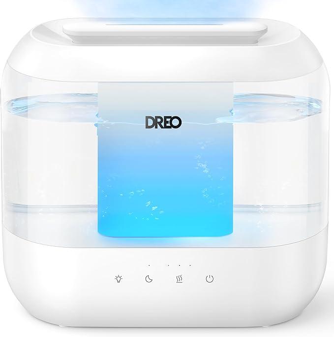Dreo Smart Humidifiers for Bedroom, Top Fill 4L Supersized Humidifier Large Room with 28 dB, 36H Runtime, Touch/APP/Voice Control, Nightlight, Cool Mist Humidifiers for Baby, Plants, Indoor, Grey