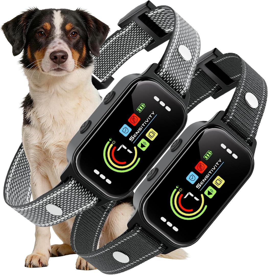 Dog Bark Collar 2 Pack, Auto Anti Barking Collar for Large Medium Small Dogs 11-120lbs, 7 Sensitivity Levels, 5 Safe Training Modes, Humane Bark Training Collar