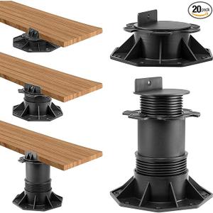 20Pack Adjustable Deck Support Pedestal, Floor Slate Support Floor Lift Deck Support Floor Raising for Floating Deck Platform Deck Floor Height Adjustment Raising from 2-3/8" to 5-1/2" Black