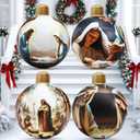 Jetec 4 Pcs 24 Inch Giant Christmas Nativity Inflatable Christmas Balls Decorations Nativity Scene Blow up Balls Outdoor/Indoor Birth of Jesus Blow up Ornaments for Yard Garden Holiday(Novel Style)